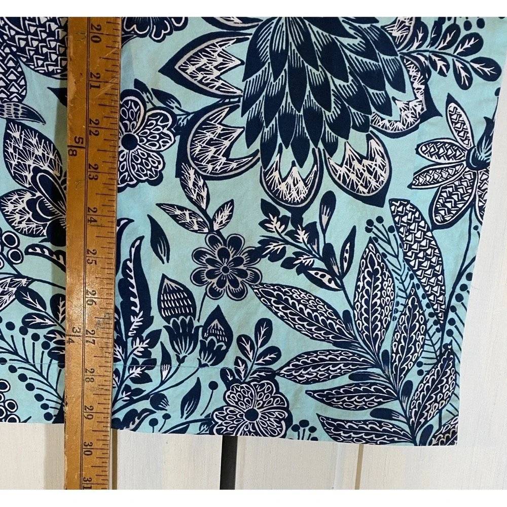 Lands' End Home Blue Radiance Pillow Shams (2) 100% Cotton Floral Turquoise Navy